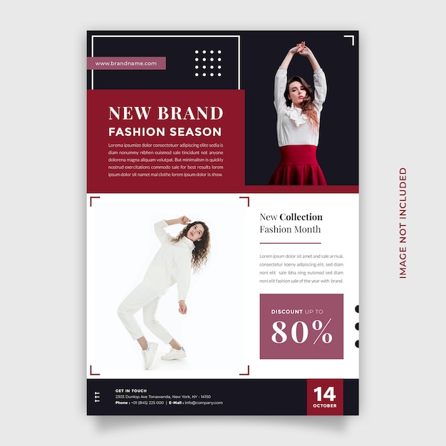 Creative and modern fashion sale promotion design vector flyer and brochure template with a4 size