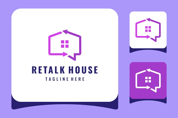 Creative Modern illustration house on bubble talk sign Logo design vector