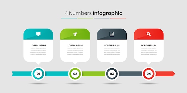 Creative Modern Infographic Template Business Concept with 4 Numbers for Presentation Workflow