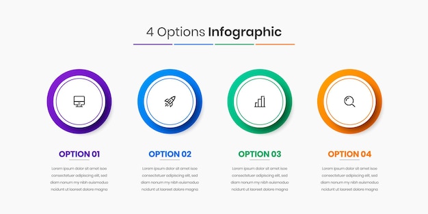 Creative Modern Infographic Template Business Concept with 4 Options for Presentation Workflow