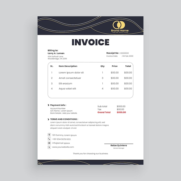 Creative and modern invoice template vector design for your business