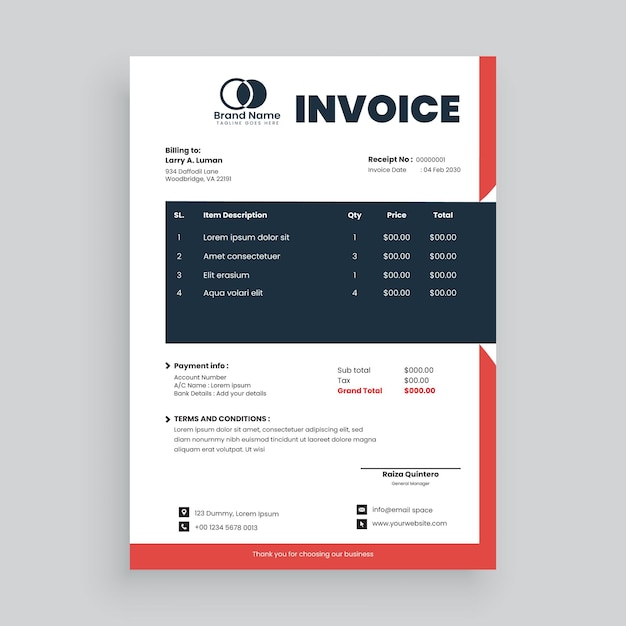 Creative and modern invoice template vector design for your business