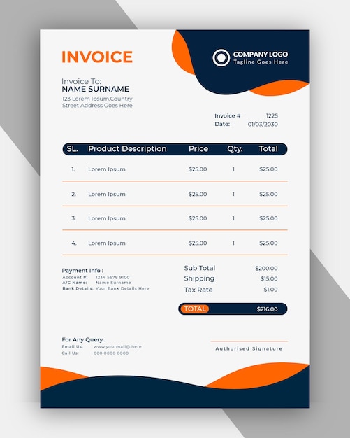 Creative modern invoice vector design premium template