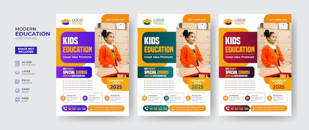 Creative and modern kids education admission flyer template