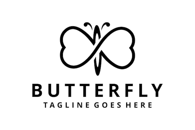 Creative modern luxury Butterfly with love sign logo template Vector illustration.