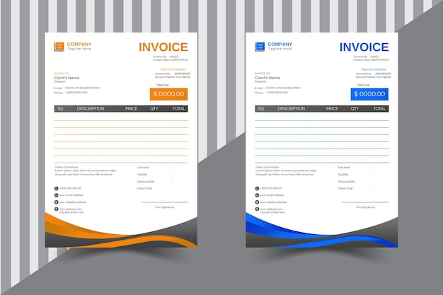 Creative Modern Miniamal Invoice Template Design