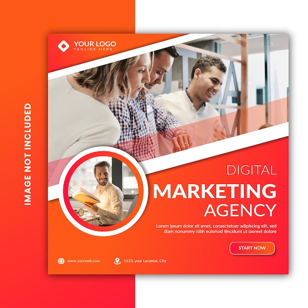 creative modern minimal orange and red gradient digital marketing agency Banner design template