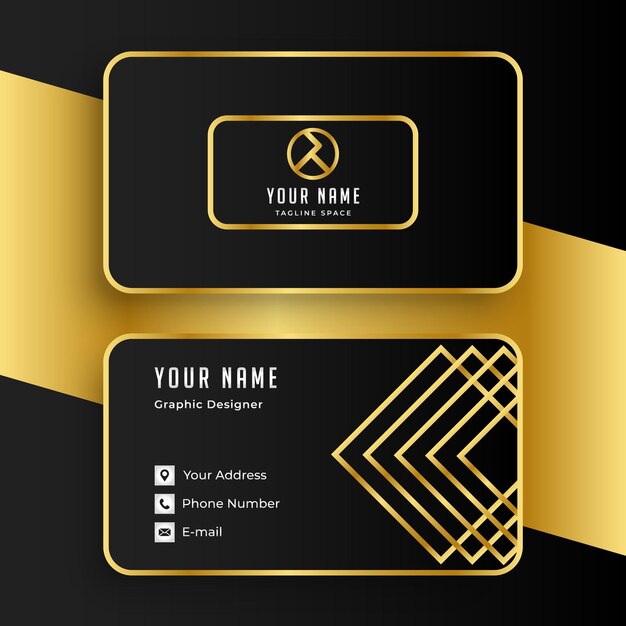 Creative modern name card and business card in black and gold gradient colours