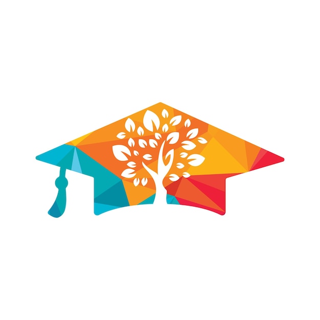 Creative modern nature Education logo design Graduation cap and tree icon logo