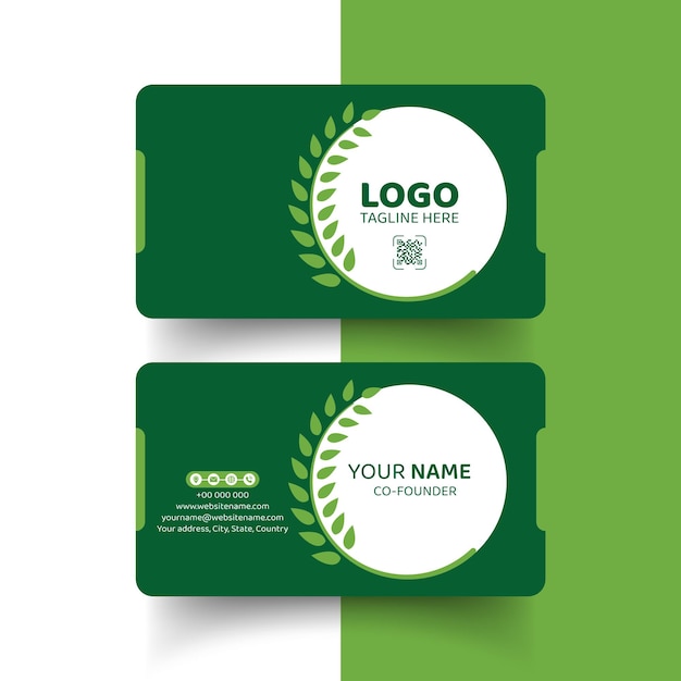 Creative modern professional green Business Card vector design template for organic brand