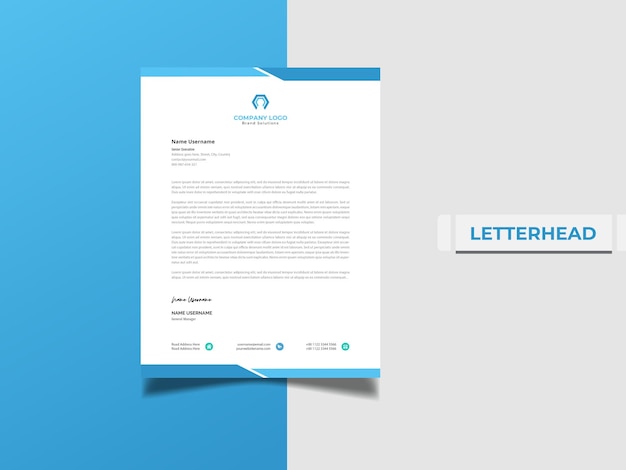 Creative Modern Sky Blue Trendy Business Letterhead Template Design