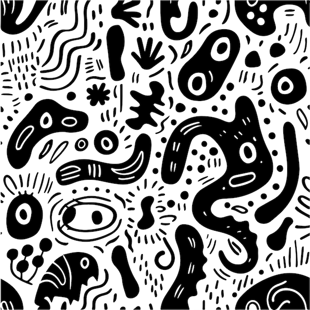 Creative Monochrome Abstract Shape Doodles Vector