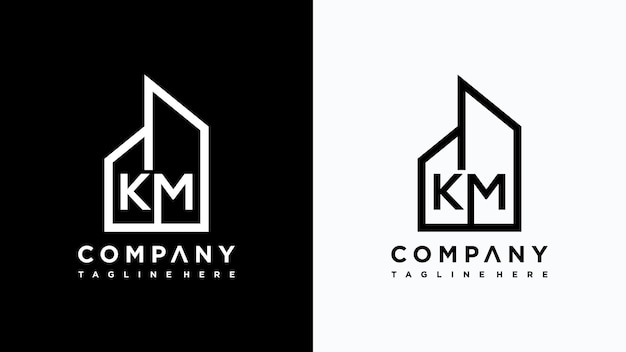 creative monogram letter km home logo design Premium Vector