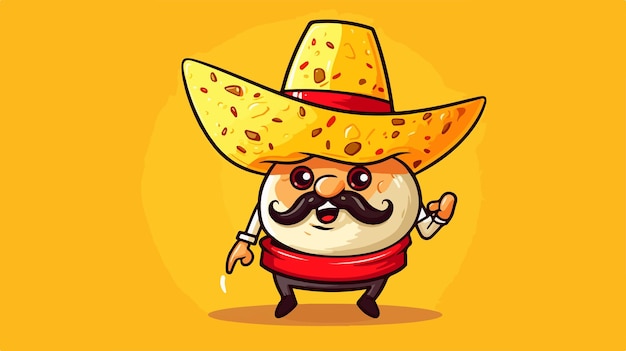 Vector creative nacho character design on yellow background for food advertising campaigns