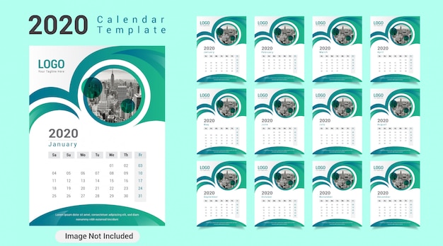 Creative New year 2020 Calendar Template