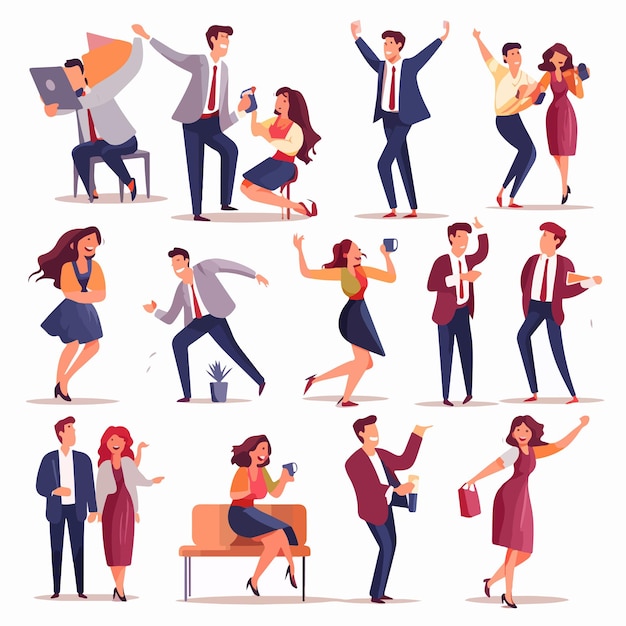 Creative Office Team Having Fun Vector Set