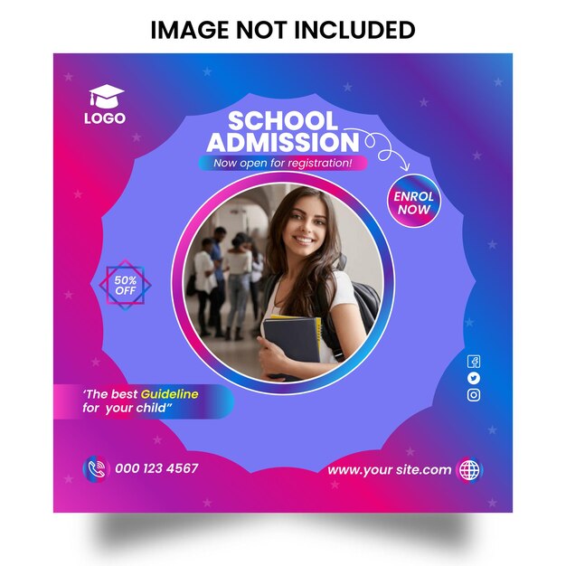 Creative online school admission ad post design