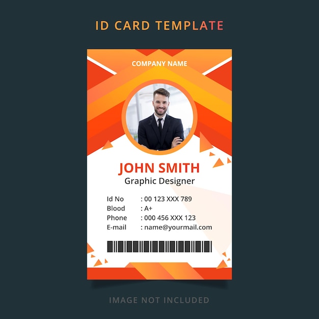 Creative orange id card template stylish id card