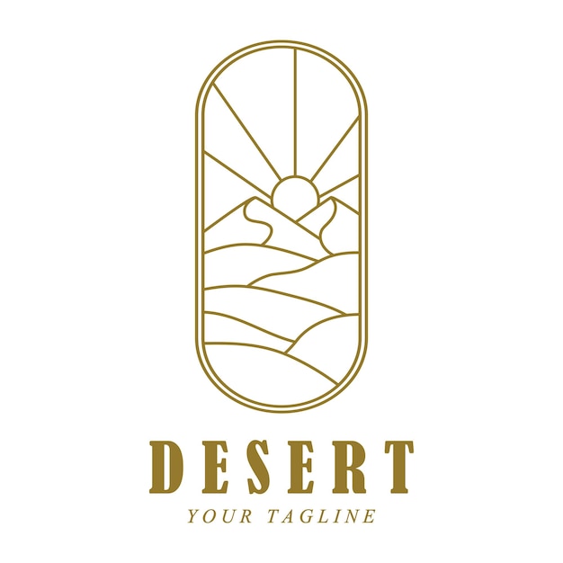 Creative outline desert logo with slogan template