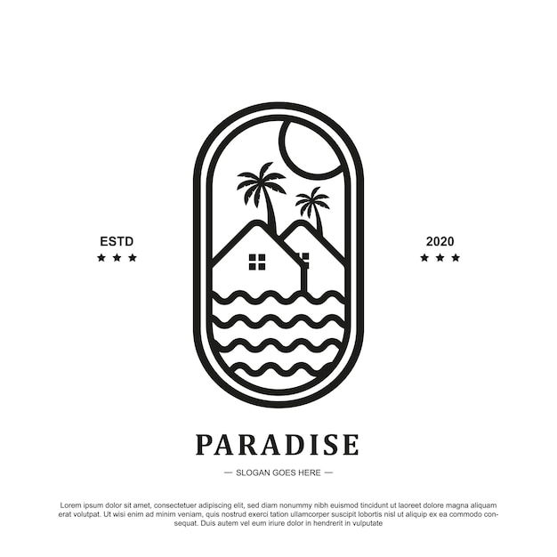 Creative outline or line paradise logo design Paradise logo vector illustration for your brand or b