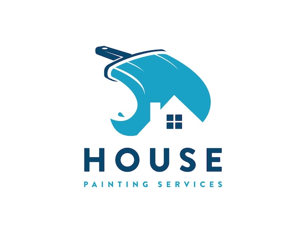 Vector creative paint brush and negative space house property logo house painting service logo vector icon