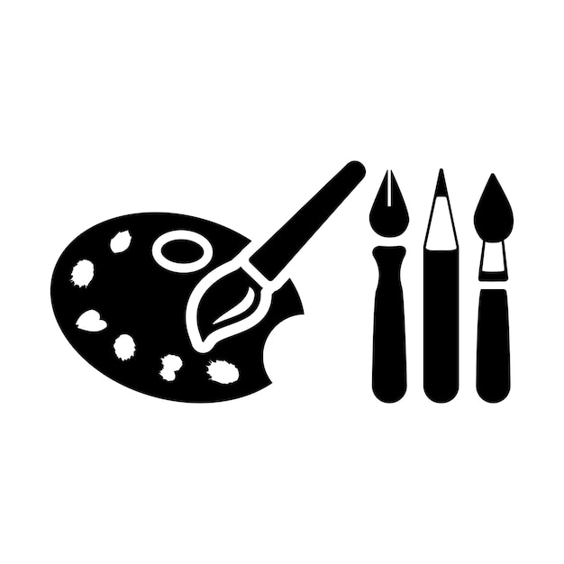 Creative painting art icon Black vector graphics