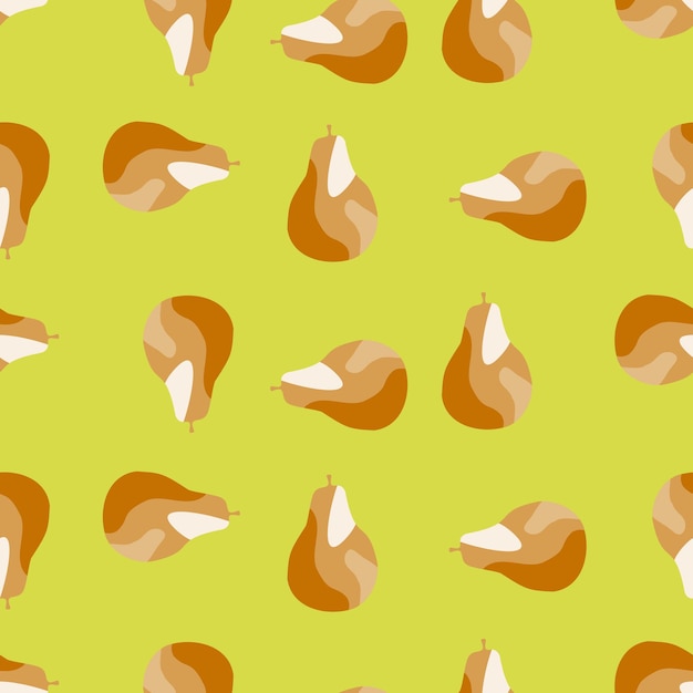 Creative pears seamless pattern. Abstract summer fruit background.