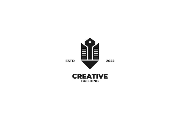 Creative pencil with building logo design vector illustration