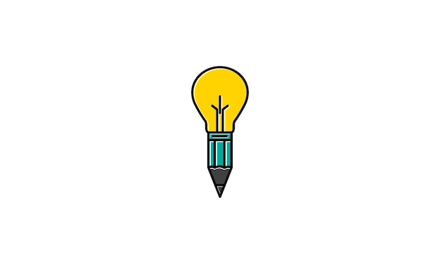 Creative pencil with lamp idea colorful abstract logo vector icon design illustration