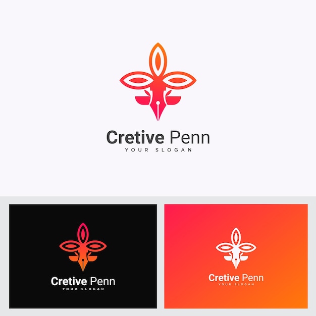 Creative Penn leaf logo design template