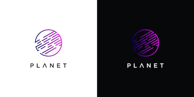 Creative planet logo design with modern concept premium vector