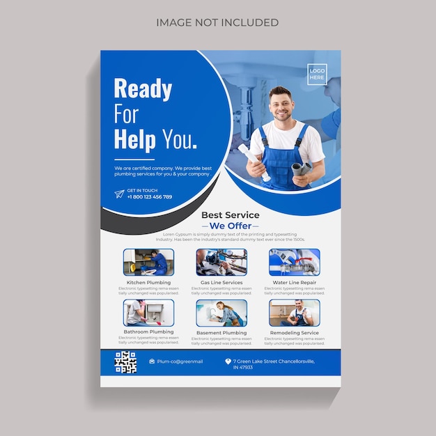 Creative plumbing service flyer, Leaflet, and Handbill Design