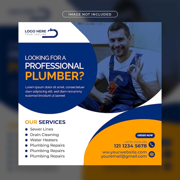 Vector creative plumbing service social media post template