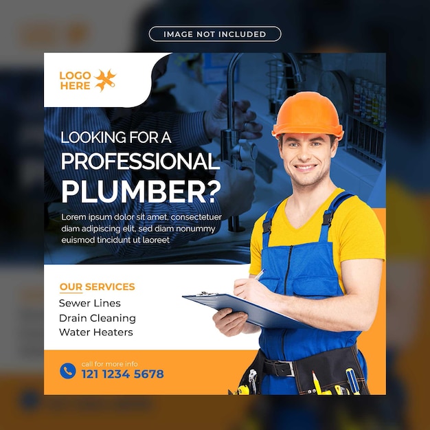 Creative plumbing service social media post Template