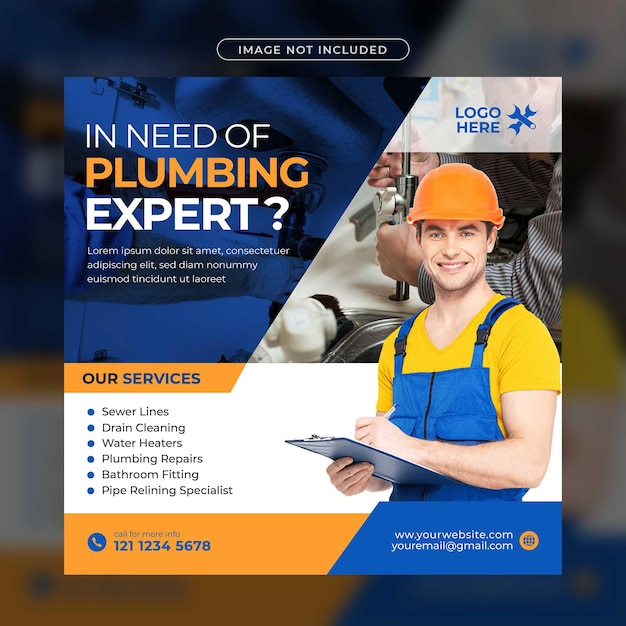 Creative plumbing service social media post Template