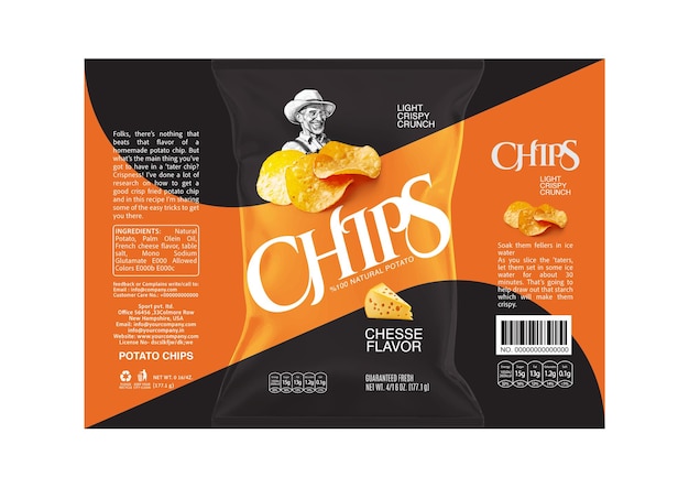 Vector creative potato chips packaging and label collection