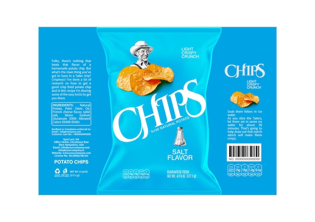 Vector creative potato chips packaging and label collection