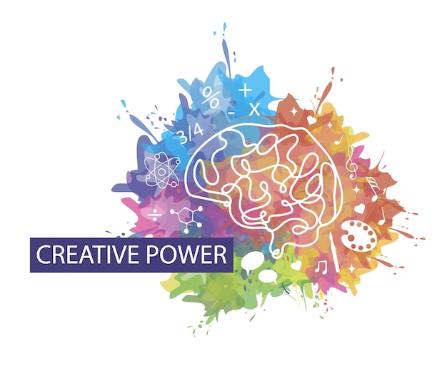 Creative power with brain concept vector illustration