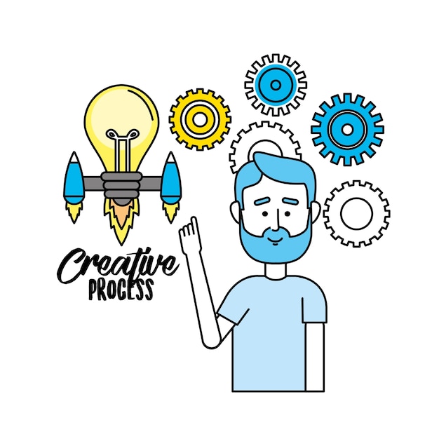 creative process with ideas icons design