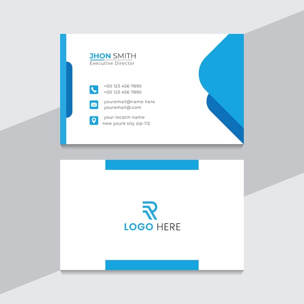 creative professional blue business card design template