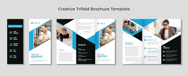 Creative and professional corporate business trifold brochure template.