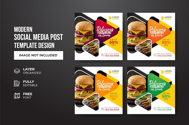 Creative and Professional Food and restaurant social media post template