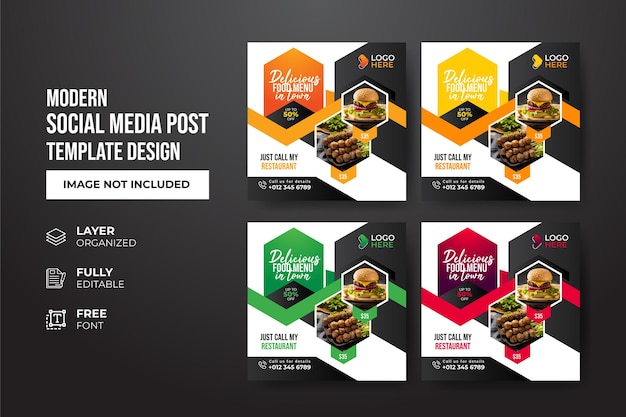 Creative and Professional Food and restaurant social media post template