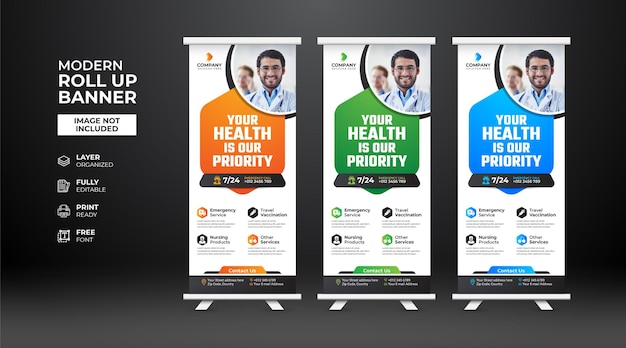 Creative and Professional Healthcare medical Roll Up Banner template