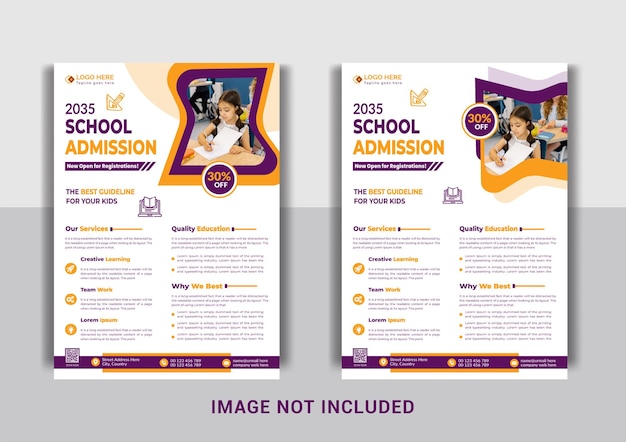 Creative professional and modern school education admission flyer template design