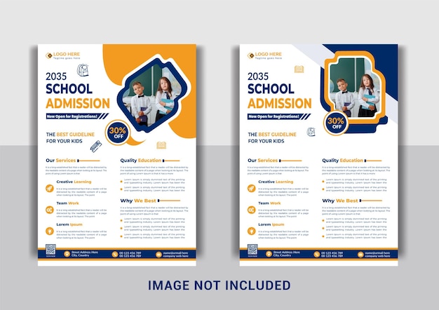 Creative professional and modern school education admission flyer template design