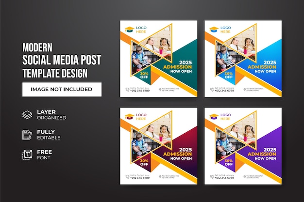 Creative and Professional school admission social media post template