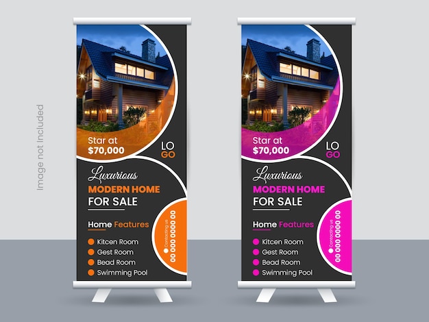 Creative Real state professional Roll up banner stand template design advertisement