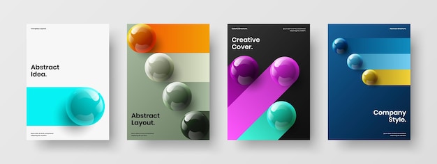 Creative realistic orbs pamphlet illustration set