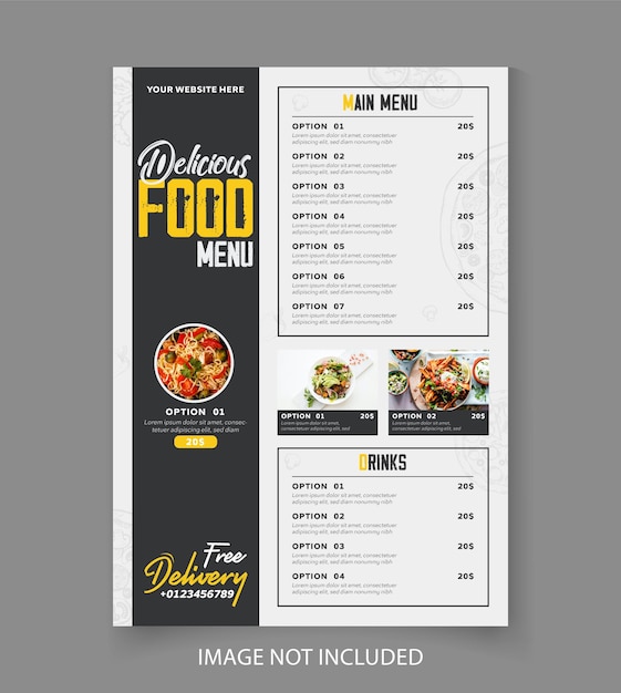 Creative Restaurant menu card template Design for food banner template and promotion